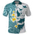 Maori Manta Ray Plumeria Teal Polo Shirt