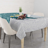 Maori Manta Ray Plumeria Teal Tablecloth LT01 - Polynesian Pride