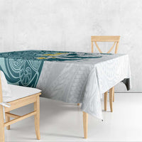 Maori Manta Ray Plumeria Teal Tablecloth LT01 - Polynesian Pride