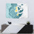 Maori Manta Ray Plumeria Teal Tapestry