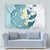 Maori Manta Ray Plumeria Teal Tapestry