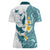 Maori Manta Ray Plumeria Teal Women Polo Shirt