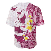Maori Manta Ray Plumeria Royal Pink Baseball Jersey LT01 - Polynesian Pride