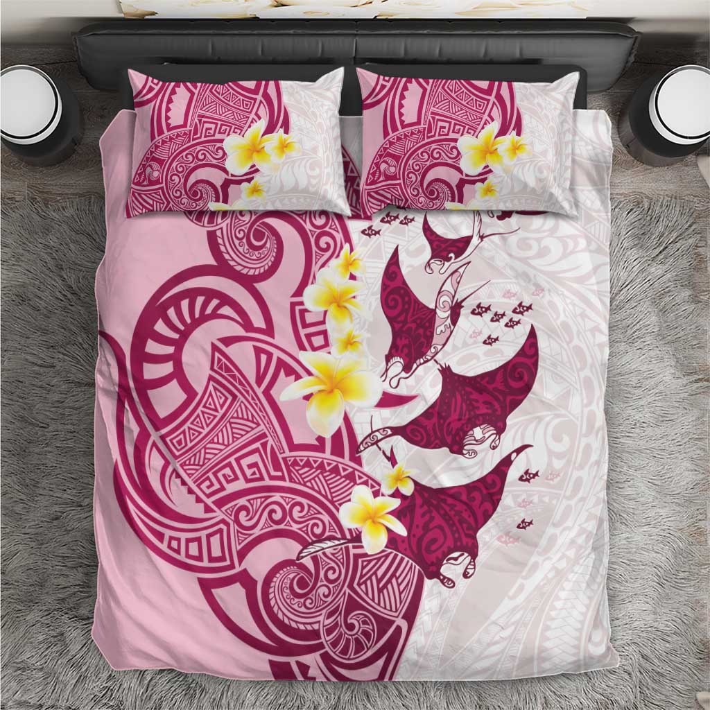 Maori Manta Ray Plumeria Royal Pink Bedding Set LT01 Pink - Polynesian Pride