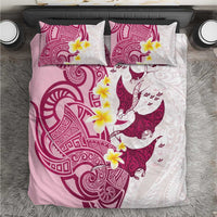 Maori Manta Ray Plumeria Royal Pink Bedding Set LT01 Pink - Polynesian Pride