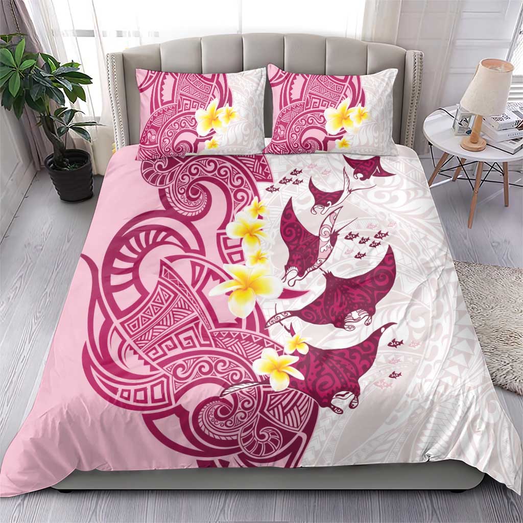 Maori Manta Ray Plumeria Royal Pink Bedding Set LT01 - Polynesian Pride