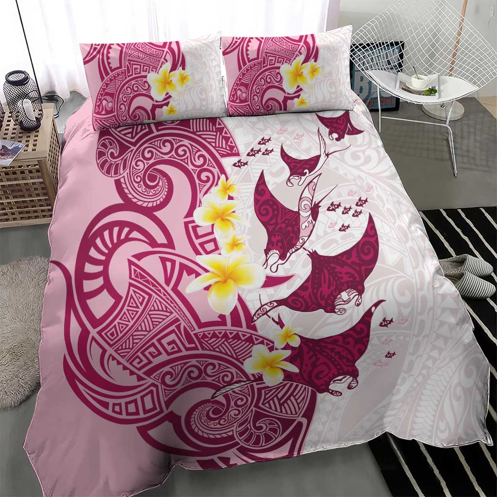 Maori Manta Ray Plumeria Royal Pink Bedding Set LT01 - Polynesian Pride