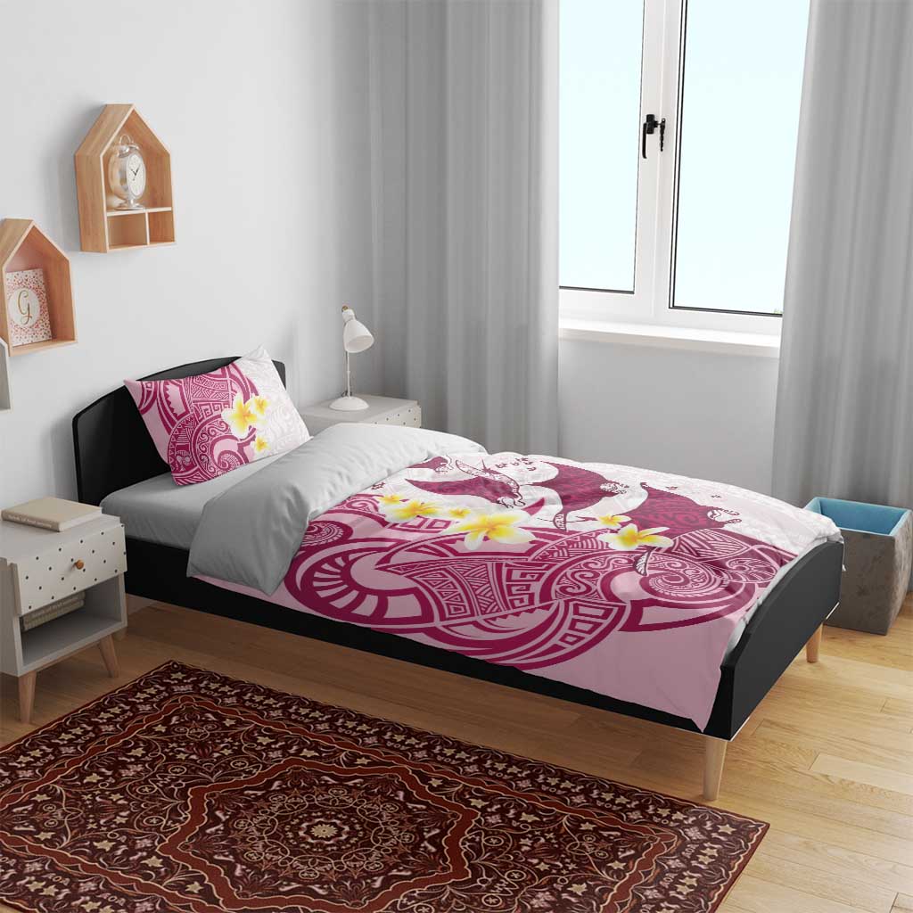 Maori Manta Ray Plumeria Royal Pink Bedding Set LT01 - Polynesian Pride