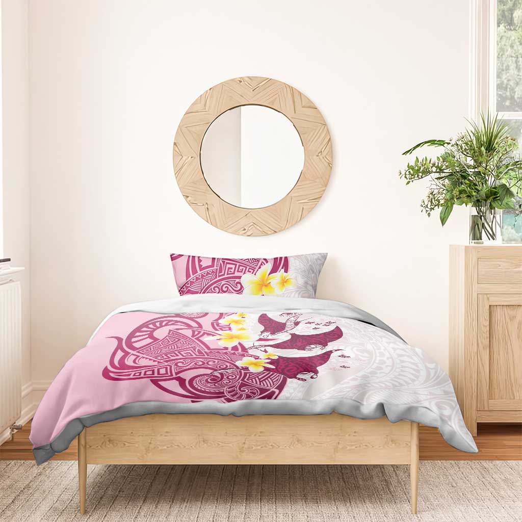 Maori Manta Ray Plumeria Royal Pink Bedding Set LT01 - Polynesian Pride