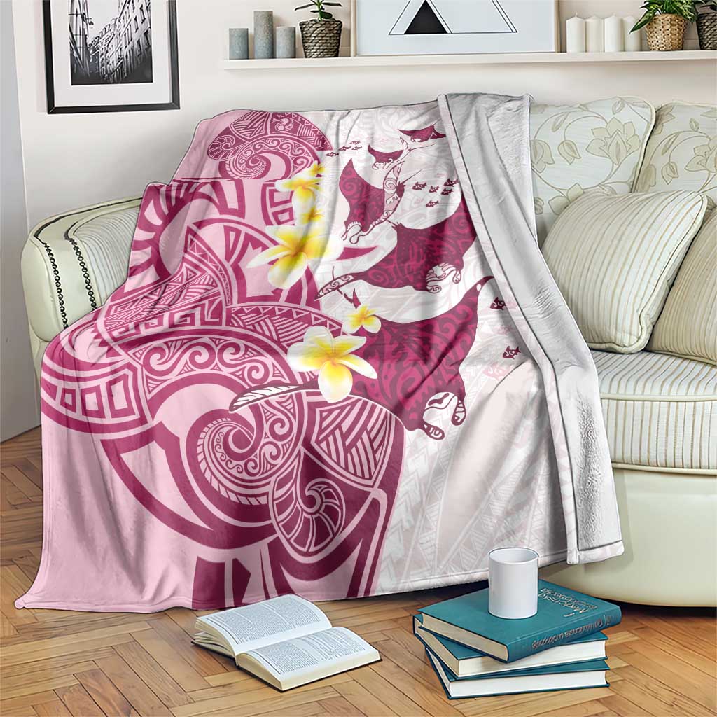 Maori Manta Ray Plumeria Royal Pink Blanket LT01 Pink - Polynesian Pride