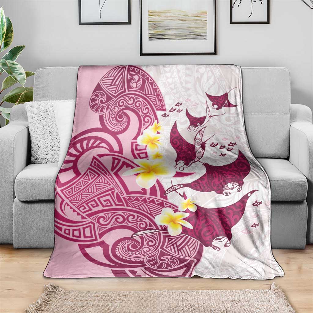 Maori Manta Ray Plumeria Royal Pink Blanket LT01 - Polynesian Pride