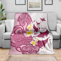 Maori Manta Ray Plumeria Royal Pink Blanket LT01 - Polynesian Pride