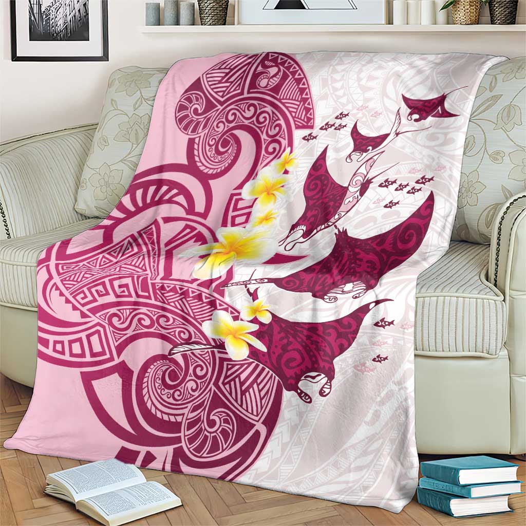 Maori Manta Ray Plumeria Royal Pink Blanket LT01 - Polynesian Pride