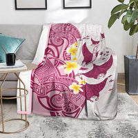 Maori Manta Ray Plumeria Royal Pink Blanket LT01 - Polynesian Pride