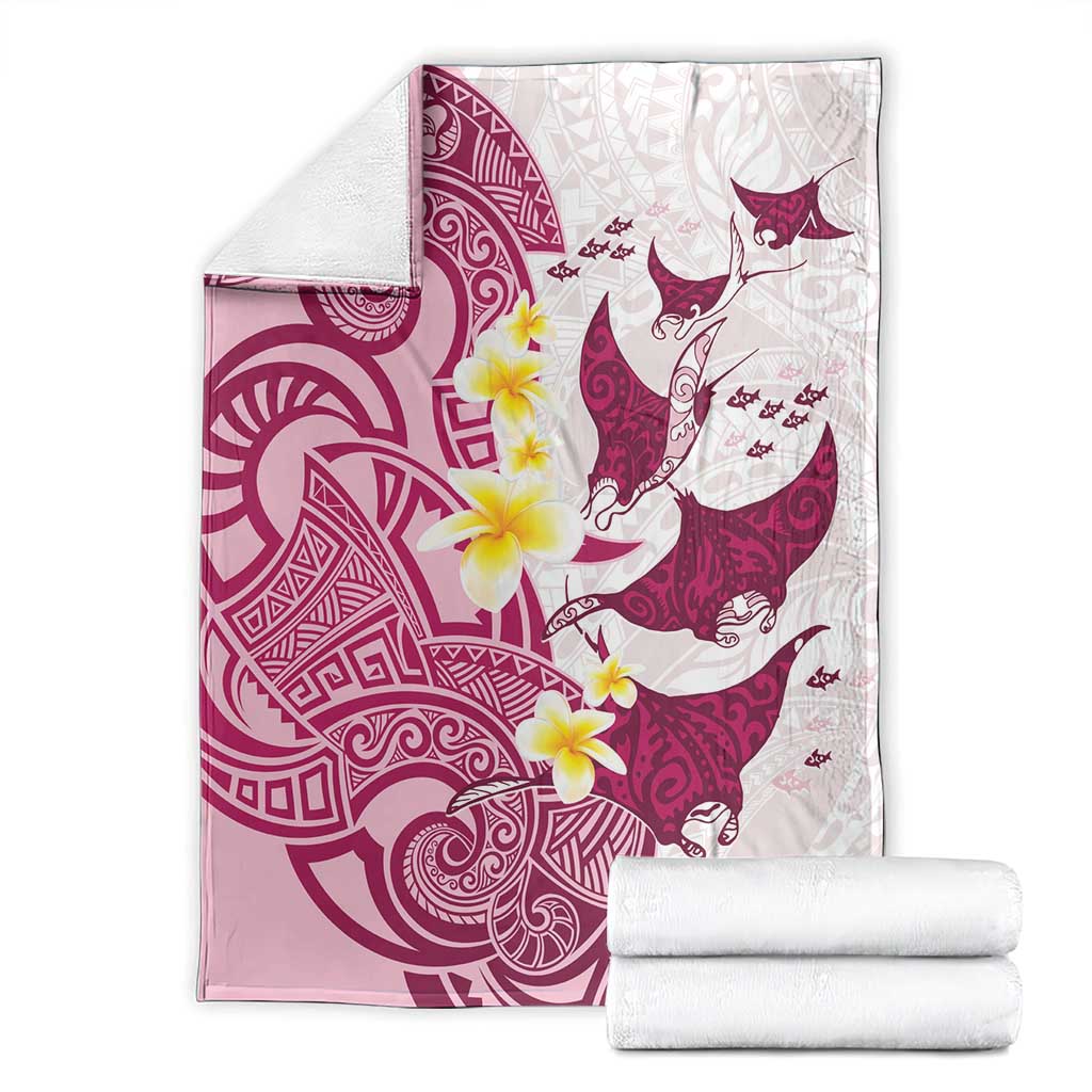 Maori Manta Ray Plumeria Royal Pink Blanket LT01 - Polynesian Pride