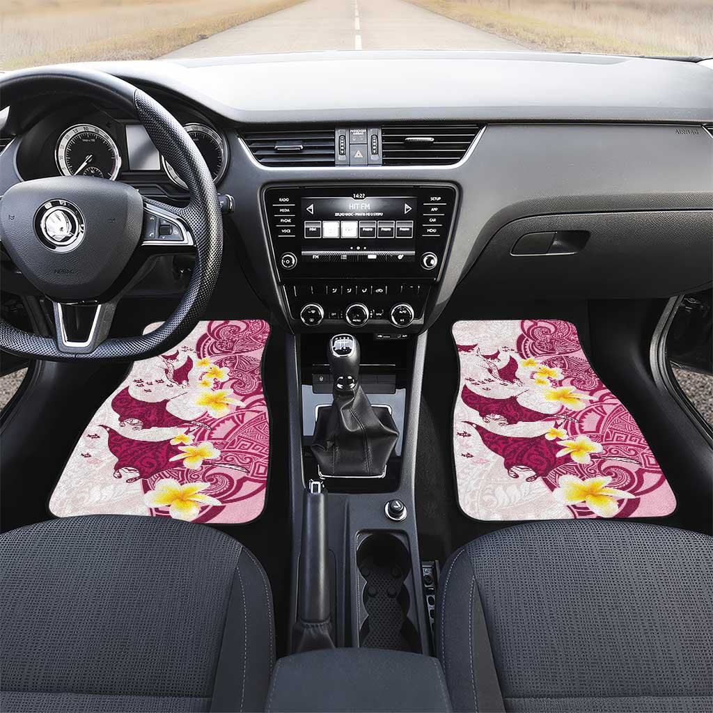 Maori Manta Ray Plumeria Royal Pink Car Mats LT01 Set 2pcs - Front Pink - Polynesian Pride