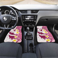 Maori Manta Ray Plumeria Royal Pink Car Mats LT01 Set 2pcs - Front Pink - Polynesian Pride