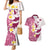 Maori Manta Ray Plumeria Royal Pink Couples Matching Mermaid Dress and Hawaiian Shirt