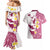 Maori Manta Ray Plumeria Royal Pink Couples Matching Mermaid Dress and Hawaiian Shirt