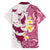 Maori Manta Ray Plumeria Royal Pink Family Matching Long Sleeve Bodycon Dress and Hawaiian Shirt