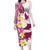 Maori Manta Ray Plumeria Royal Pink Family Matching Long Sleeve Bodycon Dress and Hawaiian Shirt