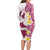 Maori Manta Ray Plumeria Royal Pink Family Matching Long Sleeve Bodycon Dress and Hawaiian Shirt