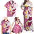 Maori Manta Ray Plumeria Royal Pink Family Matching Off Shoulder Maxi Dress and Hawaiian Shirt