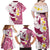 Maori Manta Ray Plumeria Royal Pink Family Matching Off Shoulder Maxi Dress and Hawaiian Shirt