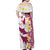 Maori Manta Ray Plumeria Royal Pink Family Matching Off Shoulder Maxi Dress and Hawaiian Shirt