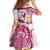 Maori Manta Ray Plumeria Royal Pink Family Matching Short Sleeve Bodycon Dress and Hawaiian Shirt