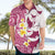 Maori Manta Ray Plumeria Royal Pink Hawaiian Shirt