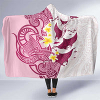 Maori Manta Ray Plumeria Royal Pink Hooded Blanket LT01 One Size Pink - Polynesian Pride