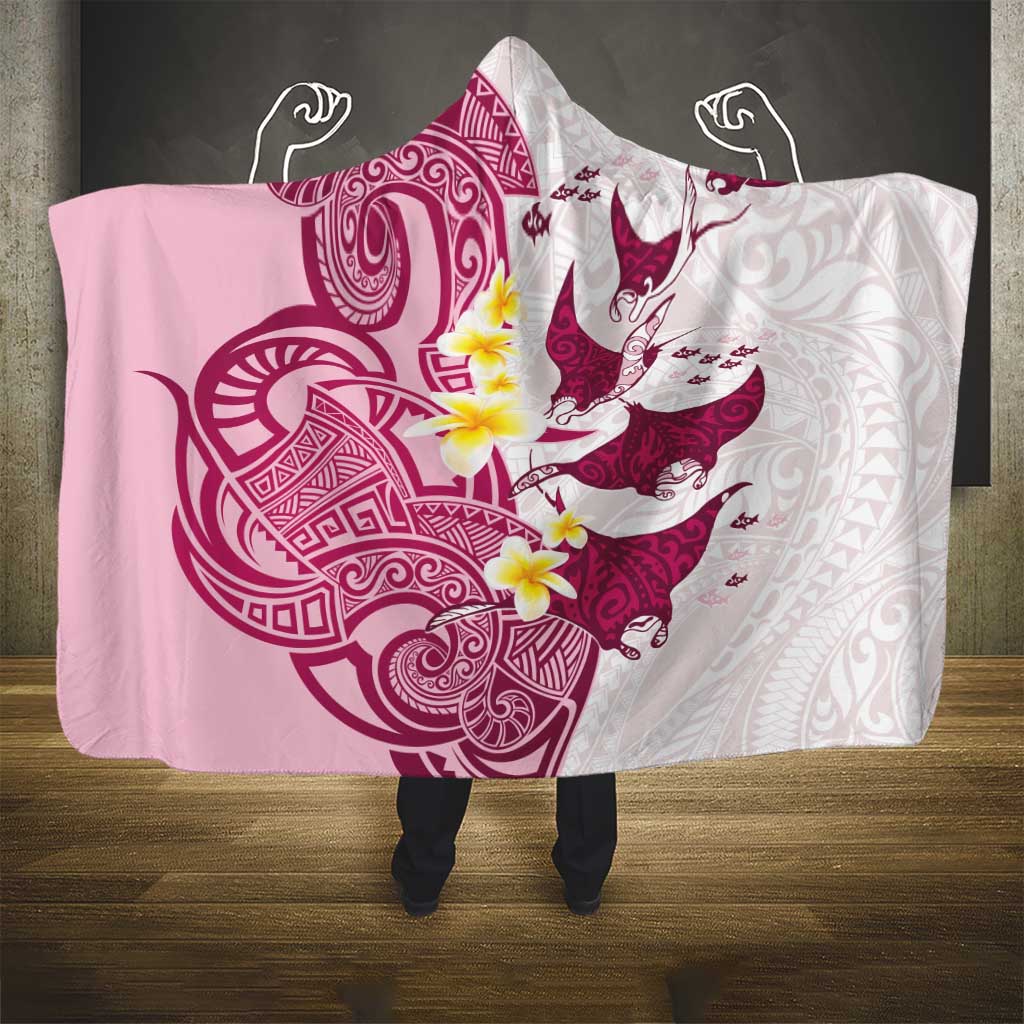 Maori Manta Ray Plumeria Royal Pink Hooded Blanket LT01 - Polynesian Pride