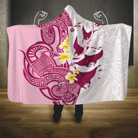 Maori Manta Ray Plumeria Royal Pink Hooded Blanket LT01 - Polynesian Pride