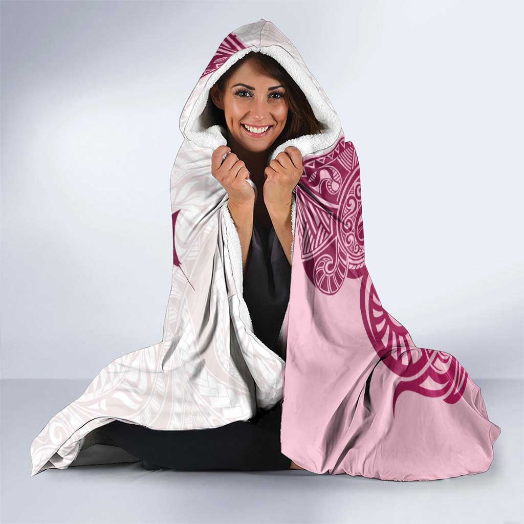Maori Manta Ray Plumeria Royal Pink Hooded Blanket LT01 - Polynesian Pride
