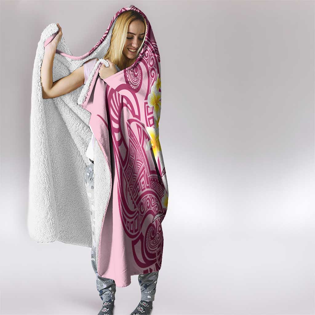 Maori Manta Ray Plumeria Royal Pink Hooded Blanket LT01 - Polynesian Pride