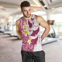 Maori Manta Ray Plumeria Royal Pink Men Tank Top LT01 Pink - Polynesian Pride