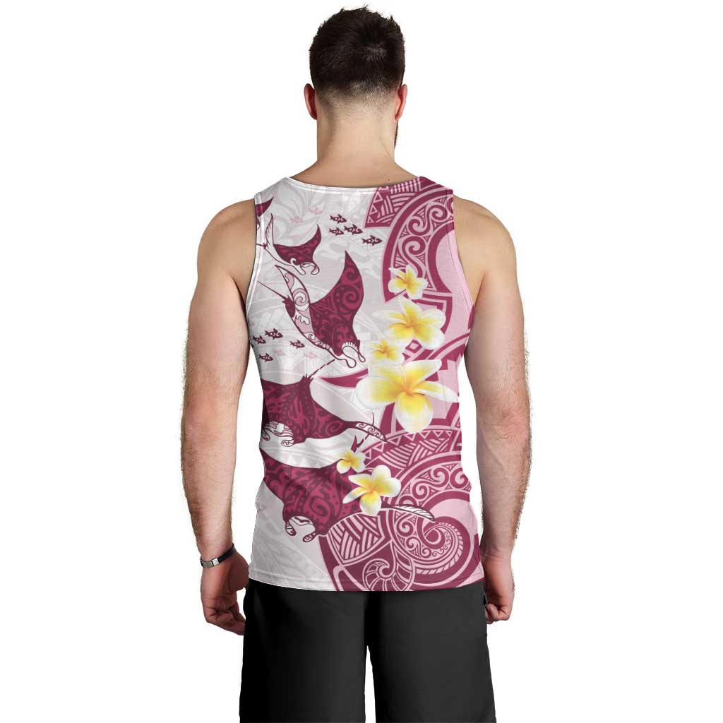 Maori Manta Ray Plumeria Royal Pink Men Tank Top LT01 - Polynesian Pride