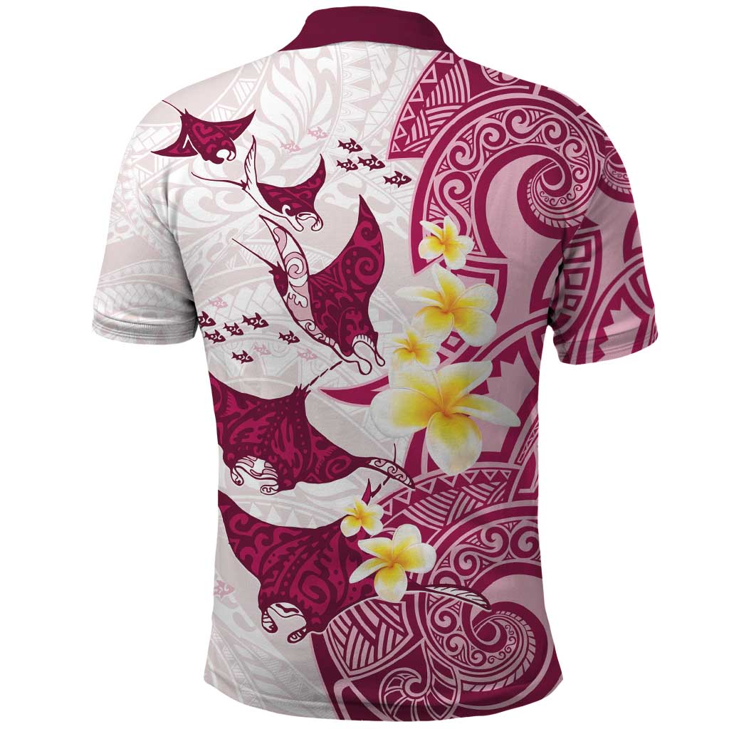 Maori Manta Ray Plumeria Royal Pink Polo Shirt LT01 - Polynesian Pride