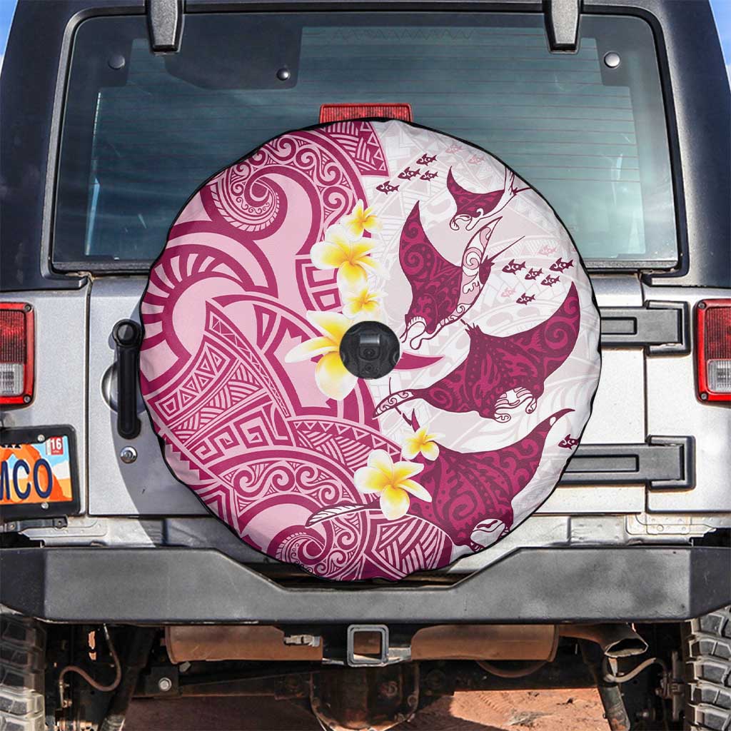 Maori Manta Ray Plumeria Royal Pink Spare Tire Cover