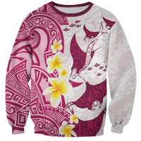Maori Manta Ray Plumeria Royal Pink Sweatshirt LT01 Unisex Pink - Polynesian Pride