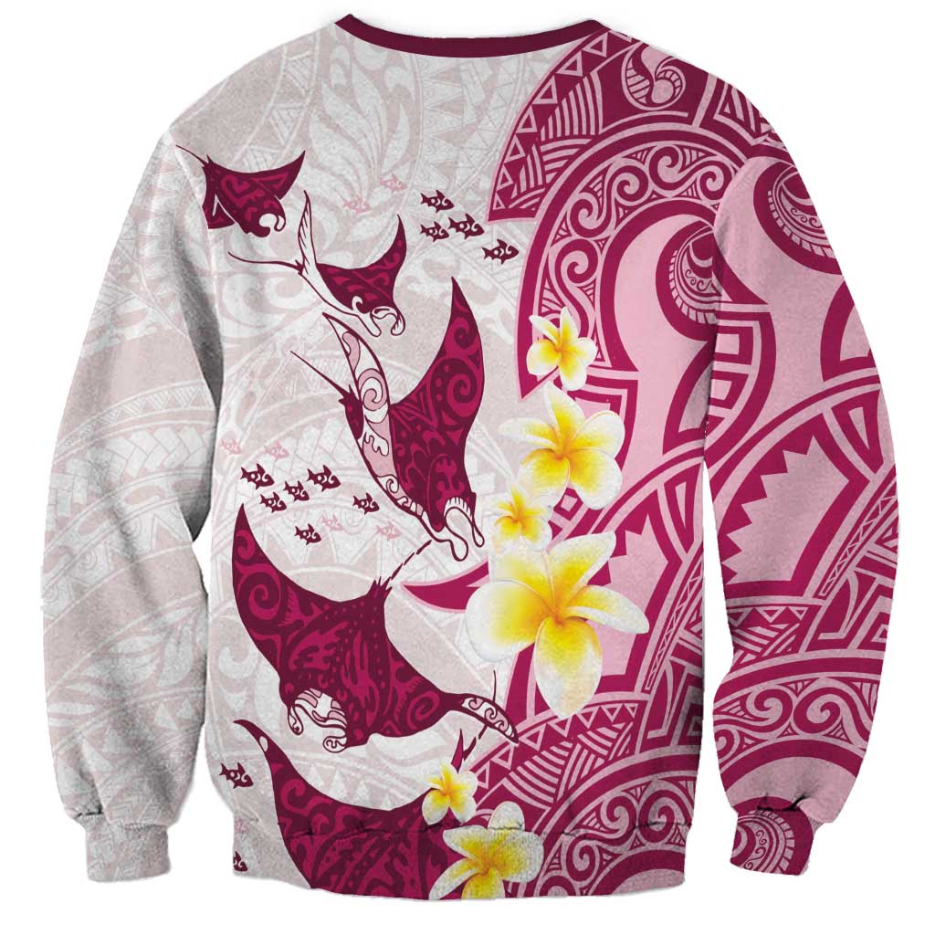Maori Manta Ray Plumeria Royal Pink Sweatshirt LT01 - Polynesian Pride
