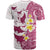 Maori Manta Ray Plumeria Royal Pink T Shirt