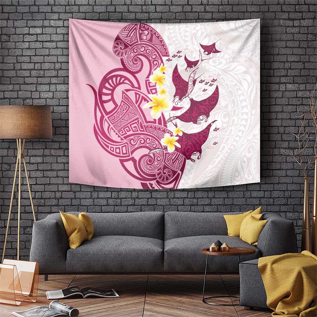 Maori Manta Ray Plumeria Royal Pink Tapestry LT01 Pink - Polynesian Pride