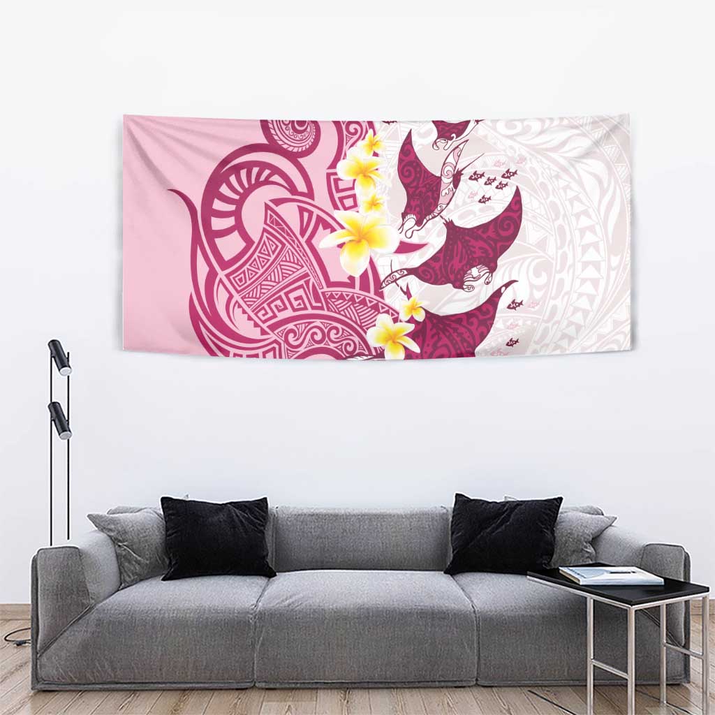 Maori Manta Ray Plumeria Royal Pink Tapestry LT01 - Polynesian Pride