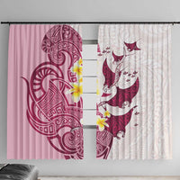 Maori Manta Ray Plumeria Royal Pink Window Curtain LT01 With Hooks Pink - Polynesian Pride