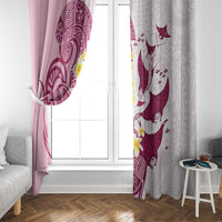 Maori Manta Ray Plumeria Royal Pink Window Curtain LT01 - Polynesian Pride