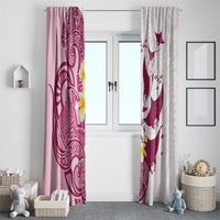 Maori Manta Ray Plumeria Royal Pink Window Curtain LT01 - Polynesian Pride