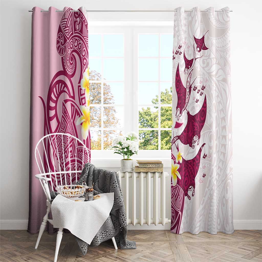 Maori Manta Ray Plumeria Royal Pink Window Curtain LT01 - Polynesian Pride