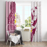 Maori Manta Ray Plumeria Royal Pink Window Curtain LT01 - Polynesian Pride